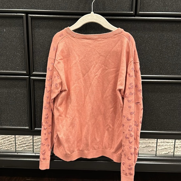 H&M GIRLS SWEATER WITH GLITTER HEARTS - Picture 6 of 7